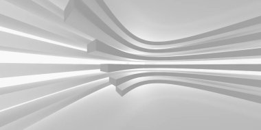Beyaz modern uzay mimari arka planı. Fütürist tasarım. Mimari iç mimari. 3d oluşturma
