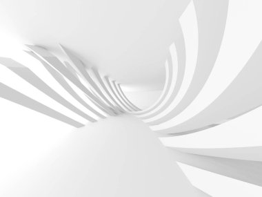 Işıklı soyut beyaz oda. Basit bir tasarım. Mimarinin iç mimarisi. 3d oluşturma