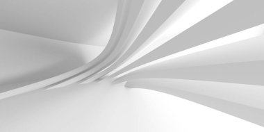 Beyaz modern uzay mimari arka planı. Fütürist tasarım. Mimari iç mimari. 3d oluşturma