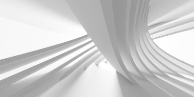 İçerideki soyut ışık koridoru. Gelecekçi mimari geçmişi. 3d oluşturma