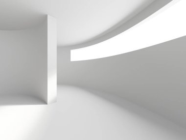 İçerideki soyut ışık koridoru. Gelecekçi mimari geçmişi. 3d oluşturma