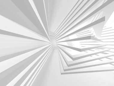 İçerideki soyut ışık koridoru. Gelecekçi mimari geçmişi. 3d oluşturma