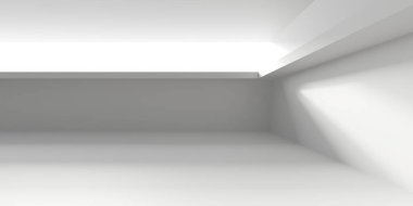 İçerideki soyut ışık koridoru. Gelecekçi mimari geçmişi. 3d oluşturma