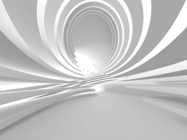 Işıklı soyut beyaz oda. Basit bir tasarım. Mimarinin iç mimarisi. 3d oluşturma