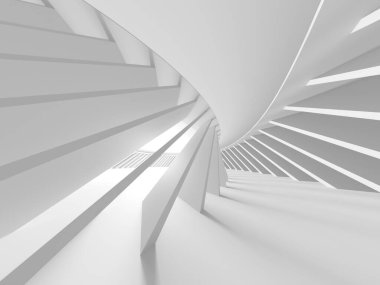 Beyaz fütüristik boş oda iç mekanı. Mimari tasarım. 3d oluşturma