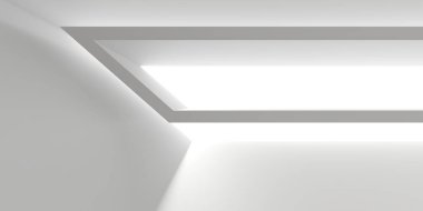 Beyaz modern uzay mimari arka planı. Fütürist tasarım. Mimari iç mimari. 3d oluşturma