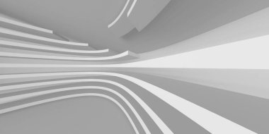 Beyaz modern uzay mimari arka planı. Fütürist tasarım. Mimari iç mimari. 3d oluşturma