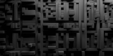 Soyut Siyah Geometrik Şekiller Arkaplan Dokuları. Modern ve Minimalist Tasarım. 3d oluşturma