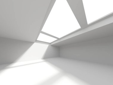 İçerideki soyut ışık koridoru. Gelecekçi mimari geçmişi. 3d oluşturma