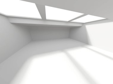 İçerideki soyut ışık koridoru. Gelecekçi mimari geçmişi. 3d oluşturma