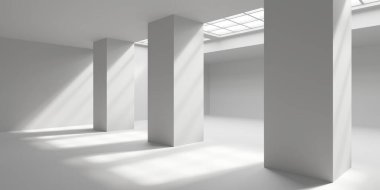 İçerideki soyut ışık koridoru. Gelecekçi mimari geçmişi. 3d oluşturma