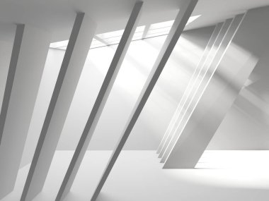 İçerideki soyut ışık koridoru. Gelecekçi mimari geçmişi. 3d oluşturma