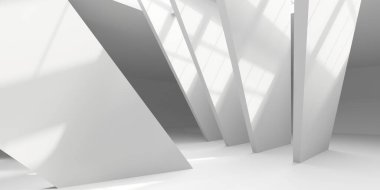 İçerideki soyut ışık koridoru. Gelecekçi mimari geçmişi. 3d oluşturma