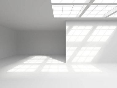 İçerideki soyut ışık koridoru. Gelecekçi mimari geçmişi. 3d oluşturma