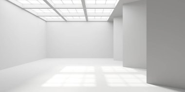 İçerideki soyut ışık koridoru. Gelecekçi mimari geçmişi. 3d oluşturma