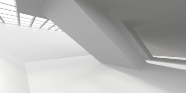 İçerideki soyut ışık koridoru. Gelecekçi mimari geçmişi. 3d oluşturma