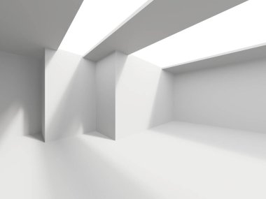 İçerideki soyut ışık koridoru. Gelecekçi mimari geçmişi. 3d oluşturma