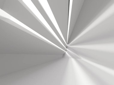 İçerideki soyut ışık koridoru. Gelecekçi mimari geçmişi. 3d oluşturma