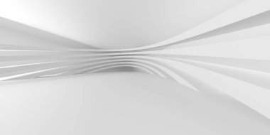 Işıklı soyut beyaz oda. Basit bir tasarım. Mimarinin iç mimarisi. 3d oluşturma