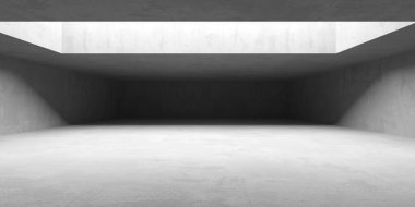Soyut boş beton döşeme. Minimalist karanlık oda tasarım şablonu. 3d oluşturma