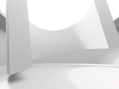 İçerideki soyut ışık koridoru. Gelecekçi mimari geçmişi. 3d oluşturma