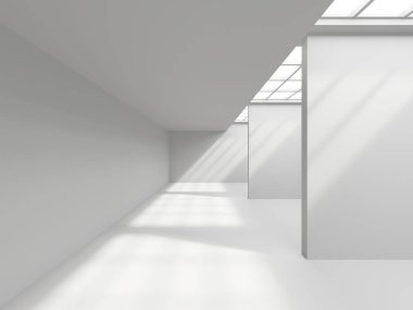 İçerideki soyut ışık koridoru. Gelecekçi mimari geçmişi. 3d oluşturma