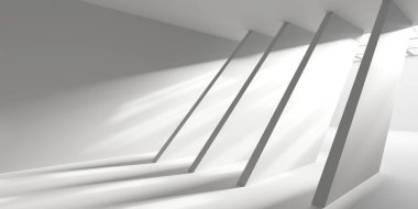 İçerideki soyut ışık koridoru. Gelecekçi mimari geçmişi. 3d oluşturma