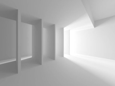 İçerideki soyut ışık koridoru. Gelecekçi mimari geçmişi. 3d oluşturma
