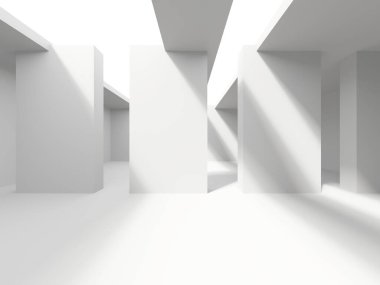 İçerideki soyut ışık koridoru. Gelecekçi mimari geçmişi. 3d oluşturma