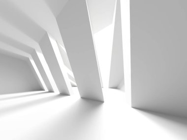 İçerideki soyut ışık koridoru. Gelecekçi mimari geçmişi. 3d oluşturma