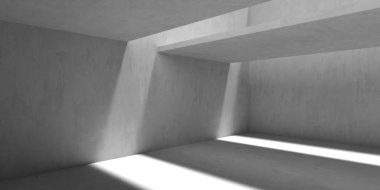 Soyut boş beton döşeme. Minimalist karanlık oda tasarım şablonu. 3d oluşturma