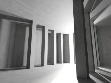 Soyut boş beton döşeme. Minimalist karanlık oda tasarım şablonu. 3d oluşturma