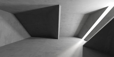 Soyut boş beton döşeme. Minimalist karanlık oda tasarım şablonu. 3d oluşturma