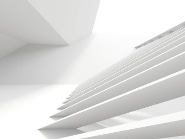 İçerideki soyut ışık koridoru. Gelecekçi mimari geçmişi. 3d oluşturma