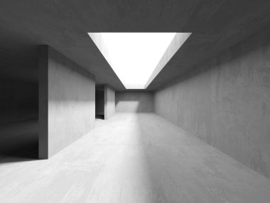 Beton duvarlı pis bir oda. Eski taş döşeme. 3d oluşturma