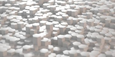 Rastgele seçilmiş beyaz bal peteği altıgen arka plan. 3d oluşturma