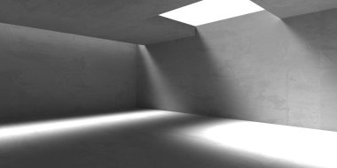 Soyut boş beton döşeme. Minimalist karanlık oda tasarım şablonu. 3d oluşturma