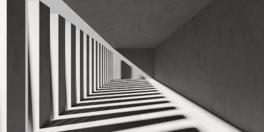 Soyut boş beton döşeme. Minimalist karanlık oda tasarım şablonu. 3d oluşturma