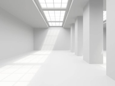 İçerideki soyut ışık koridoru. Gelecekçi mimari geçmişi. 3d oluşturma