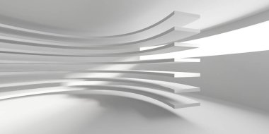 İçerideki soyut ışık koridoru. Gelecekçi mimari geçmişi. 3d oluşturma