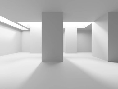 İçerideki soyut ışık koridoru. Gelecekçi mimari geçmişi. 3d oluşturma