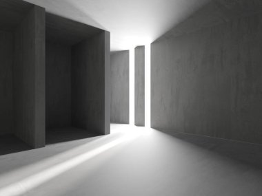 Soyut boş beton döşeme. Minimalist karanlık oda tasarım şablonu. 3d oluşturma