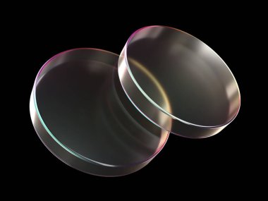 Kristal cam soyut nesne holografik efektle kırılmış. Karanlık arka plan. 3d oluşturma