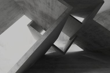 Boş oda iç beton duvarlar ile