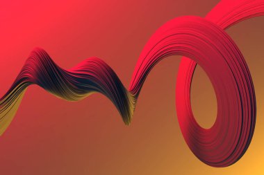 Kırmızı ve turuncu gradyan arkaplanlı canlı soyut dalga. 3d hazırlayıcı.