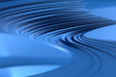 Soyut mavi dalga formu, sanat ve dekor için modern fütürist tasarım. 3d hazırlayıcı.