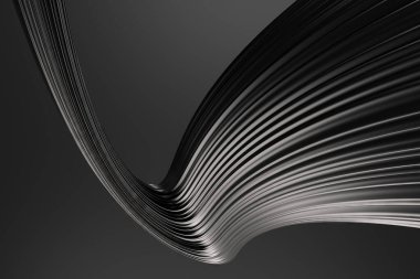 Düzgün çizgileri ve gölgeleri olan soyut kıvrımlı metalik yapı. 3d hazırlayıcı.