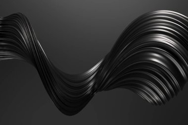 Modern tasarım ve modern sanat için soyut eğimli metalik dalga. 3d hazırlayıcı.