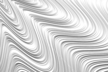 Modern sanat için soyut kıvrımlı doku, beyaz dalgalar ve çizgiler. 3d hazırlayıcı.