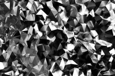 Siyah ve beyaz çokgen şekilli soyut geometrik desen. 3d hazırlayıcı.